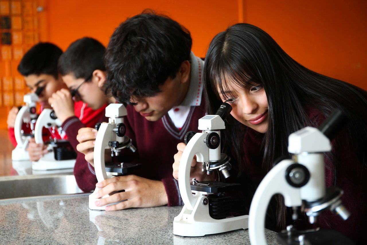 Estudiantes en laboratorio de ciencias